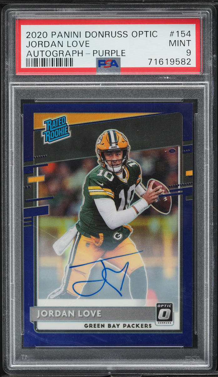2020 Donruss Optic Purple Jordan Love ROOKIE AUTO /35 #154 PSA 9 MINT