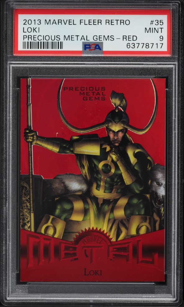 2013 Marvel Fleer Retro Precious Metal Gems PMG Red Loki /100 #35 PSA 9 MINT