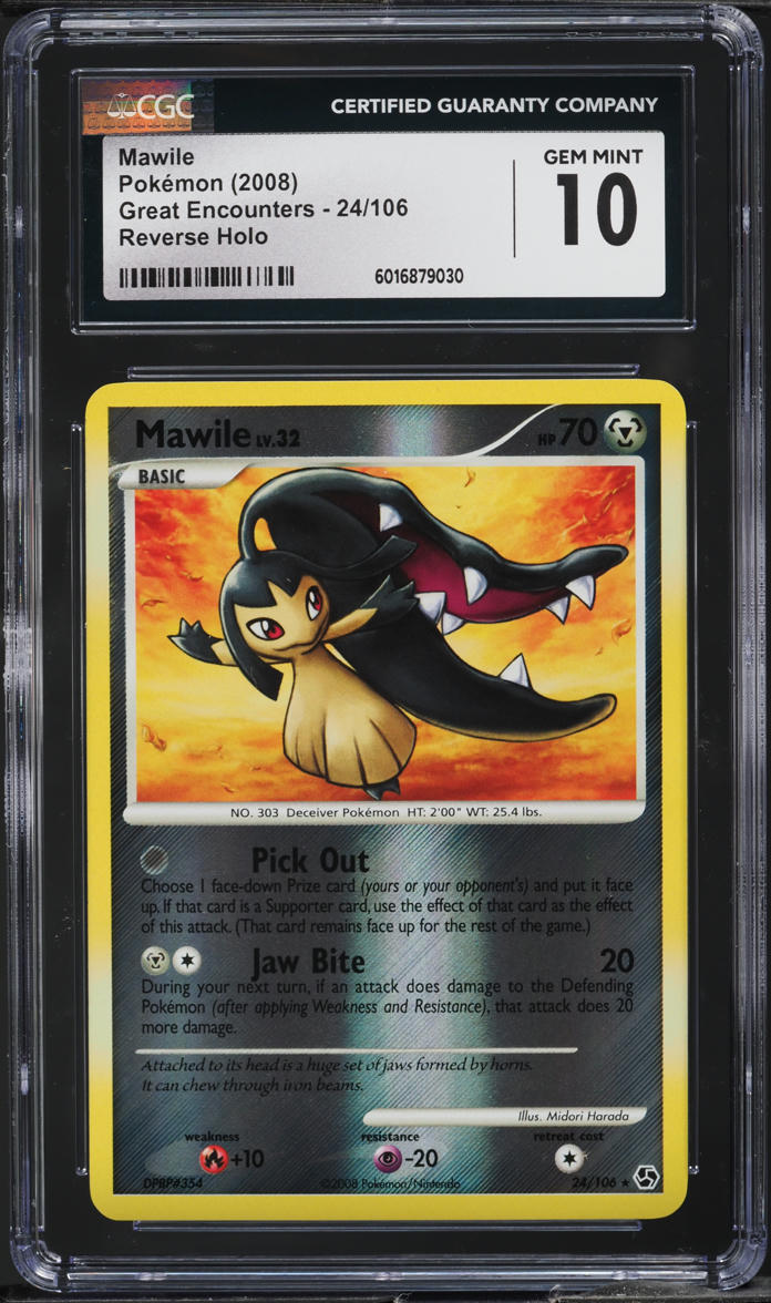 2008 Pokemon DP Great Encounters Reverse Holo Mawile #24 CGC 10 GEM MINT