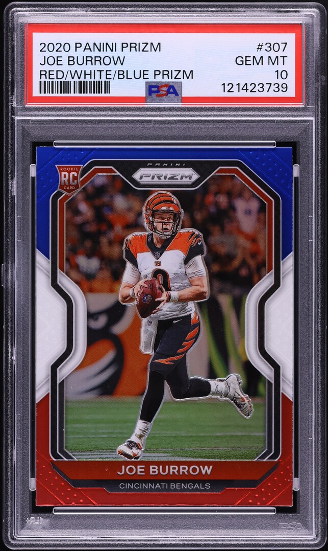2020 Panini Prizm Red White Blue Joe Burrow ROOKIE #307 PSA 10 GEM MINT