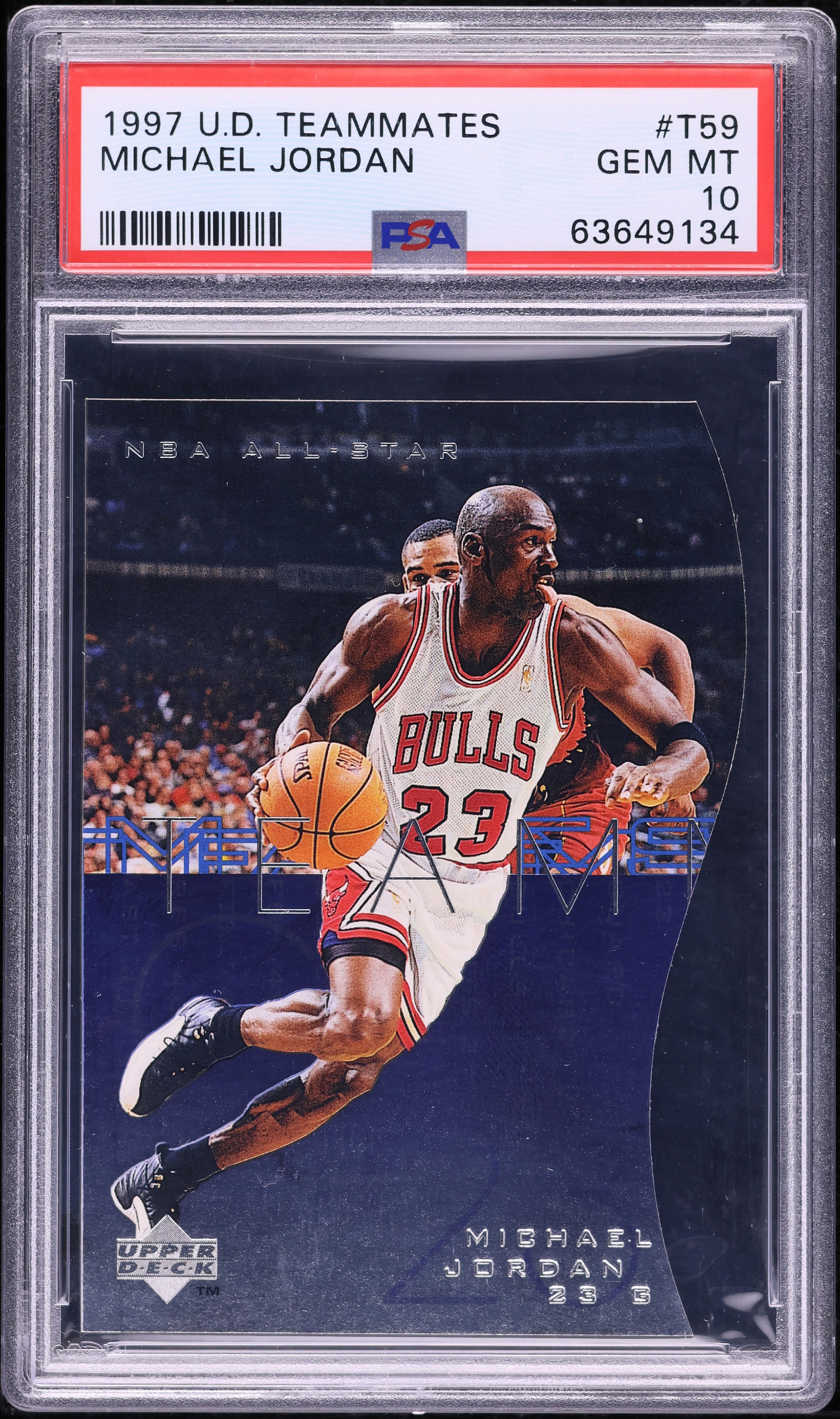 1997 Upper Deck Teammates Die-Cut Michael Jordan #T59 PSA 10 GEM MINT