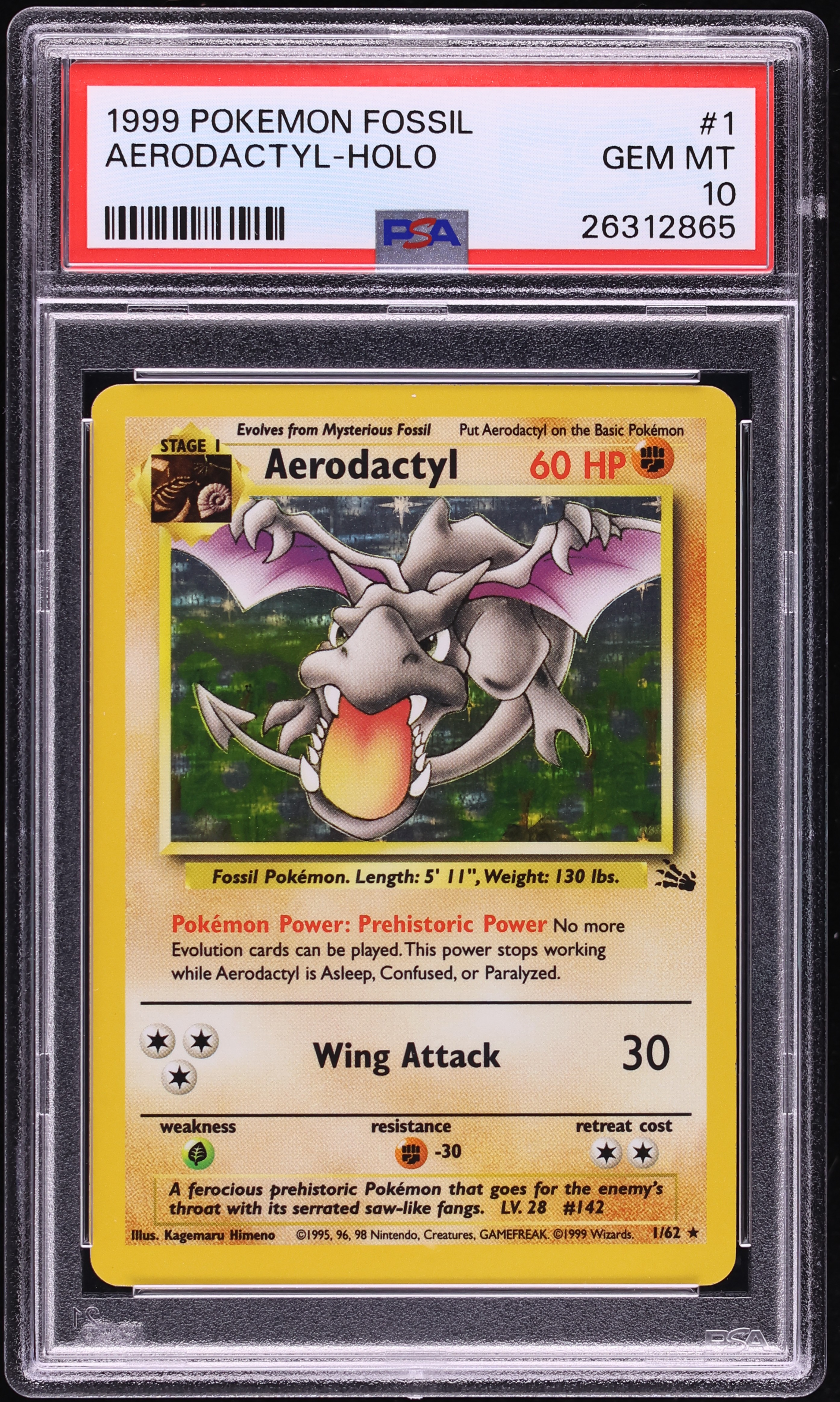 1999 Pokemon Fossil Holo Aerodactyl #1 PSA 10 GEM MINT