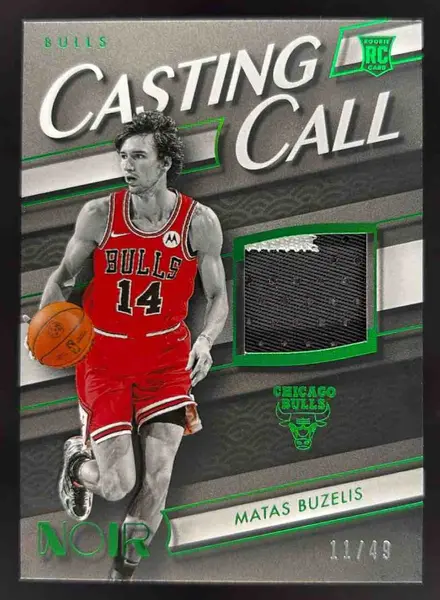 2024 Panini Noir Casting Call Memorabilia Holo Green #3 Matas Buzelis /49