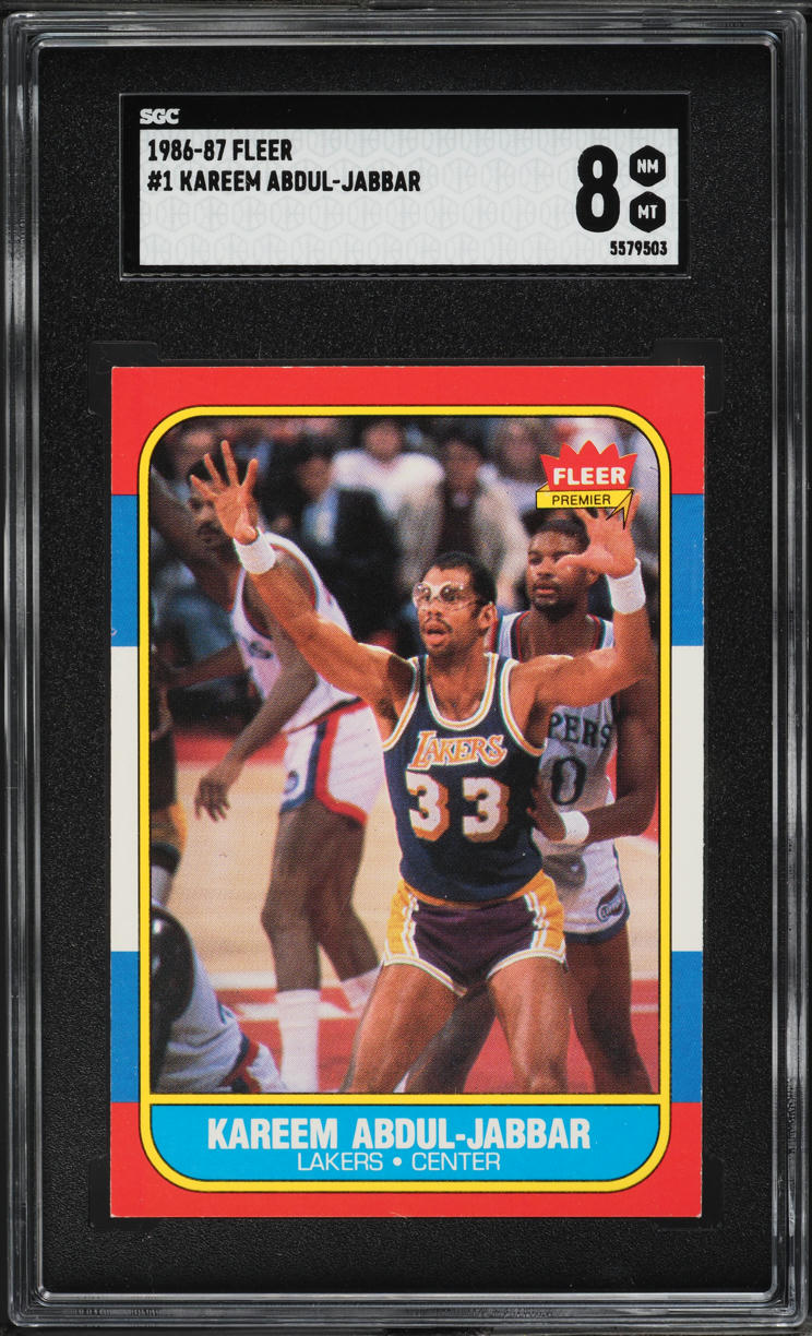 1986 Fleer Basketball Kareem Abdul-Jabbar #1 SGC 8 NM-MT