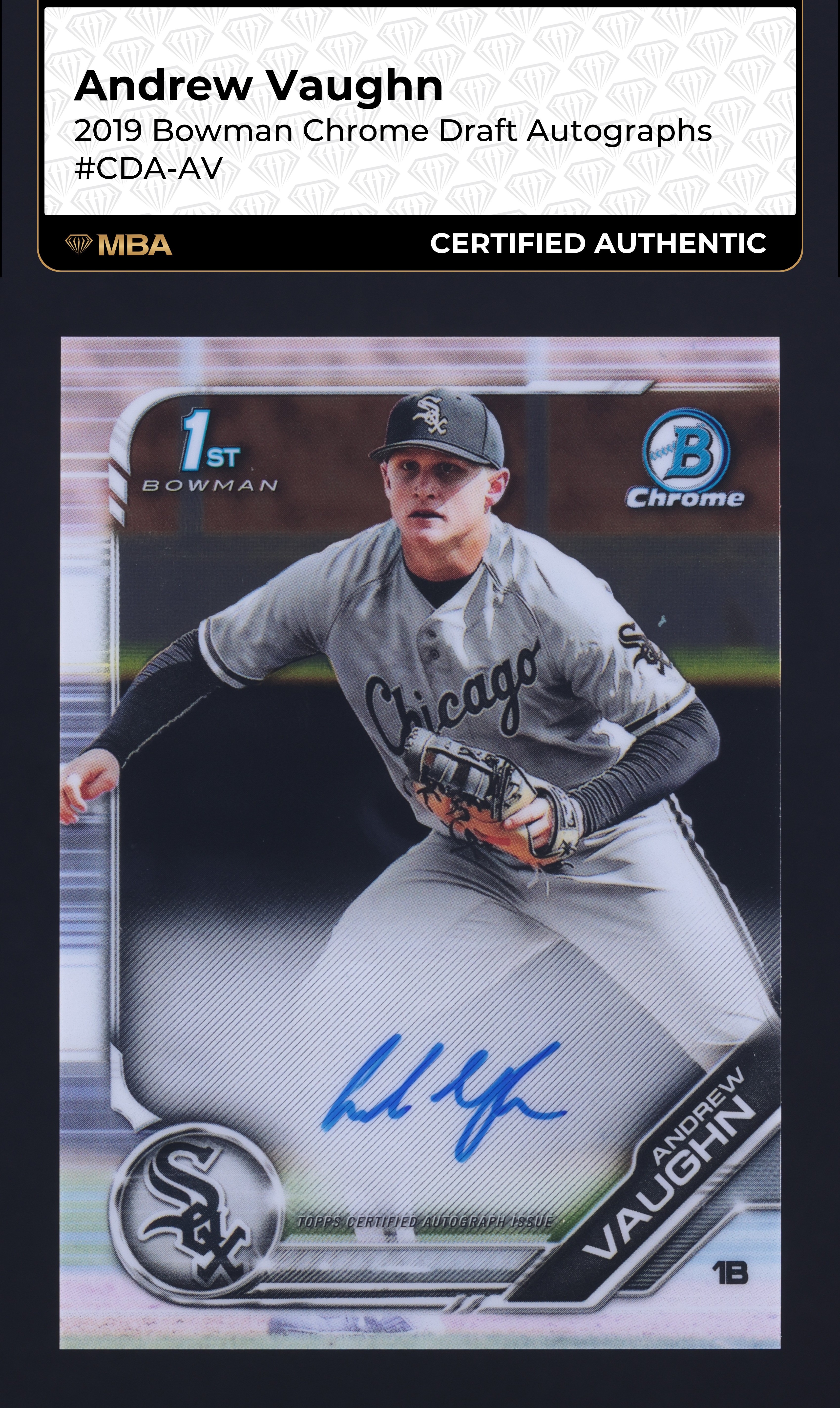 2019 Bowman Chrome Draft Andrew Vaughn ROOKIE AUTO #CDA-AV MBA AUTH