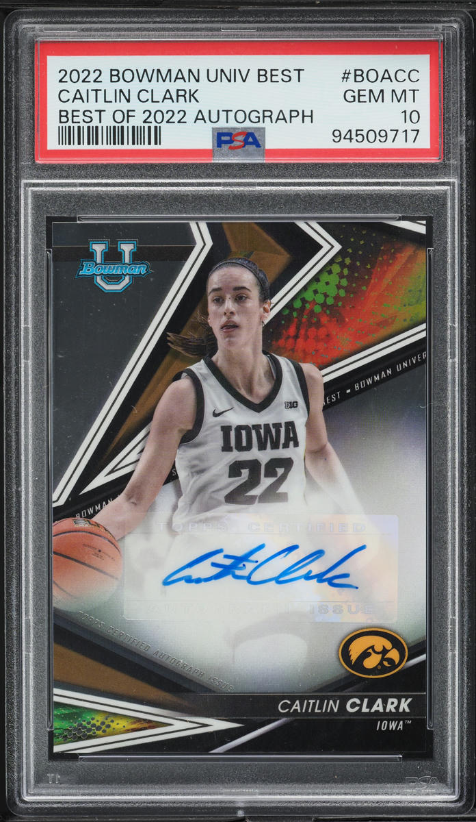 2022 Bowman University Best Caitlin Clark ROOKIE AUTO #BOA-CC PSA 10 GEM MINT