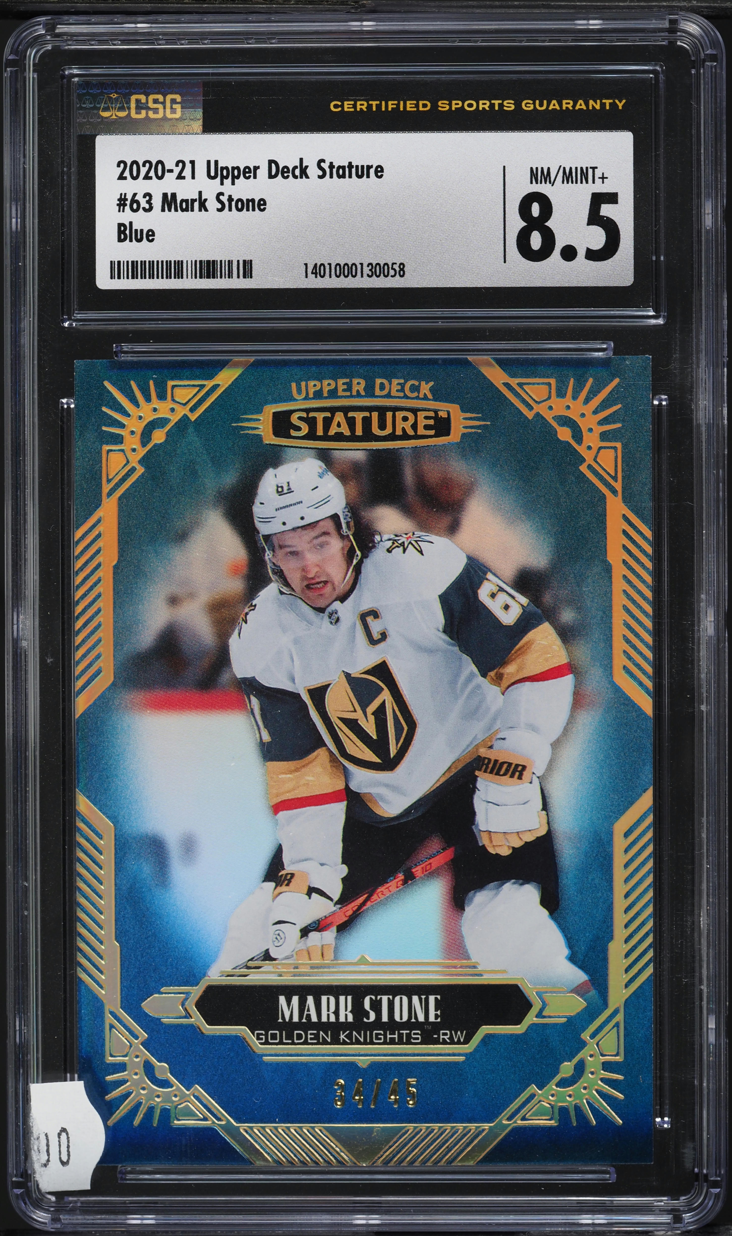 2020 Upper Deck Stature Blue Mark Stone /45 #63 CSG 8.5 NM-MT+