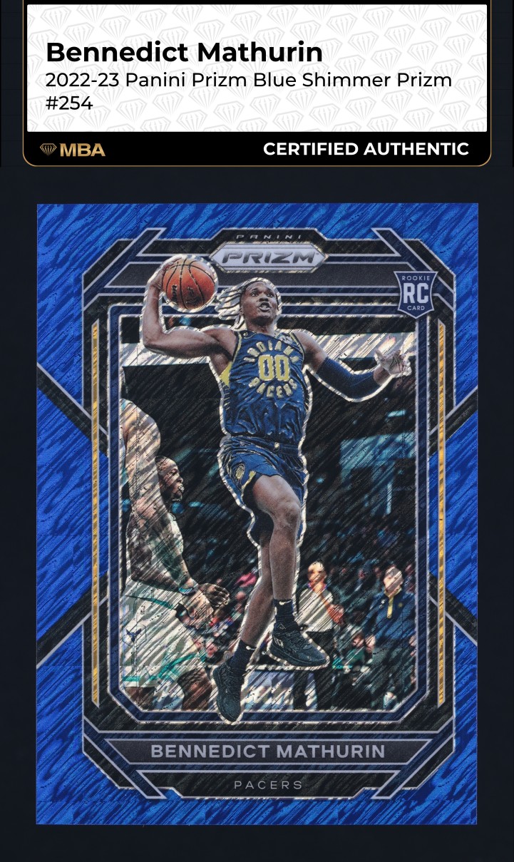 2022 Panini Prizm Blue Shimmer Bennedict Mathurin ROOKIE /35 #254 MBA AUTH