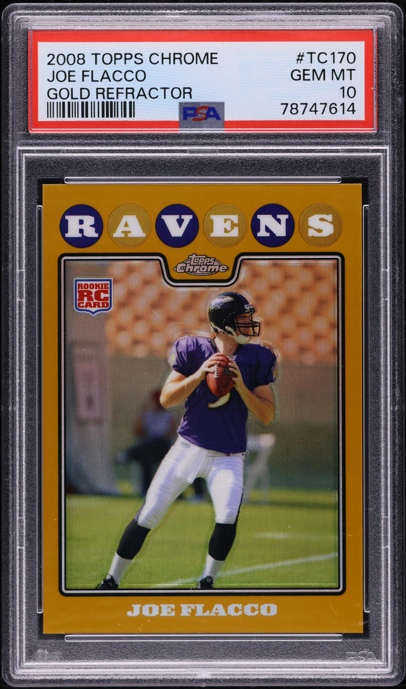 2008 Topps Chrome Gold Refractor Joe Flacco ROOKIE /199 #TC170 PSA 10 GEM MINT