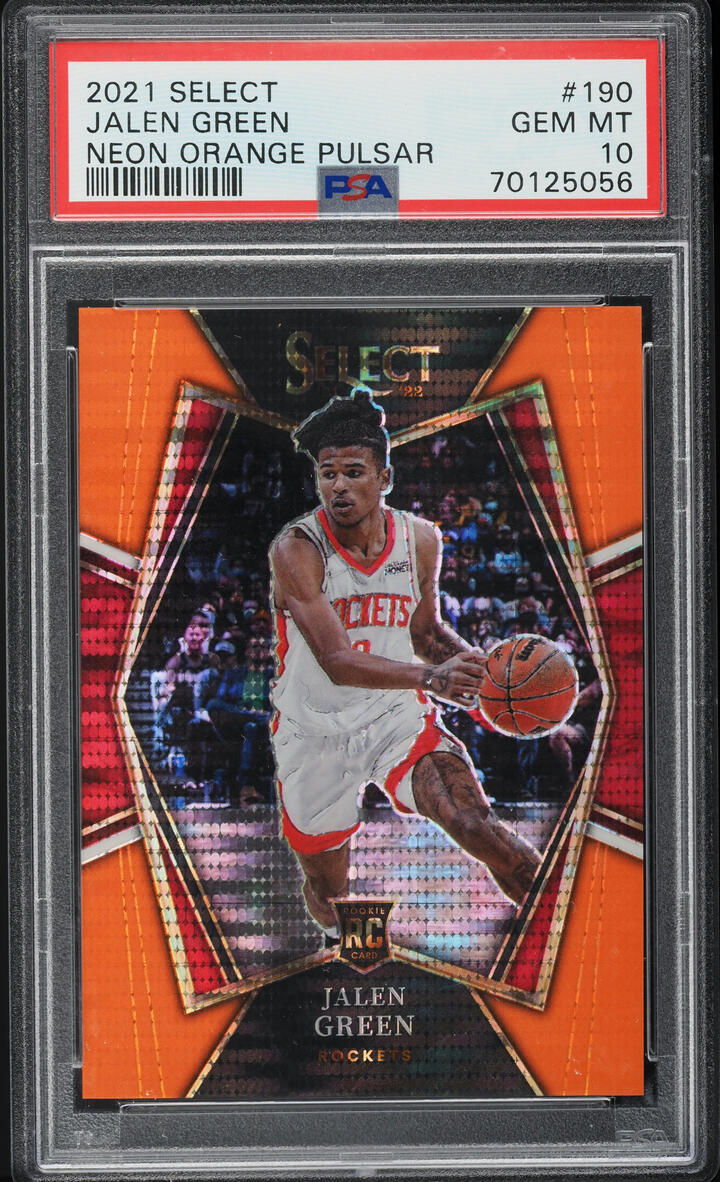 2021 Select Premier Level Neon Orange Pulsar Jalen Green ROOKIE /15 #190 PSA 10