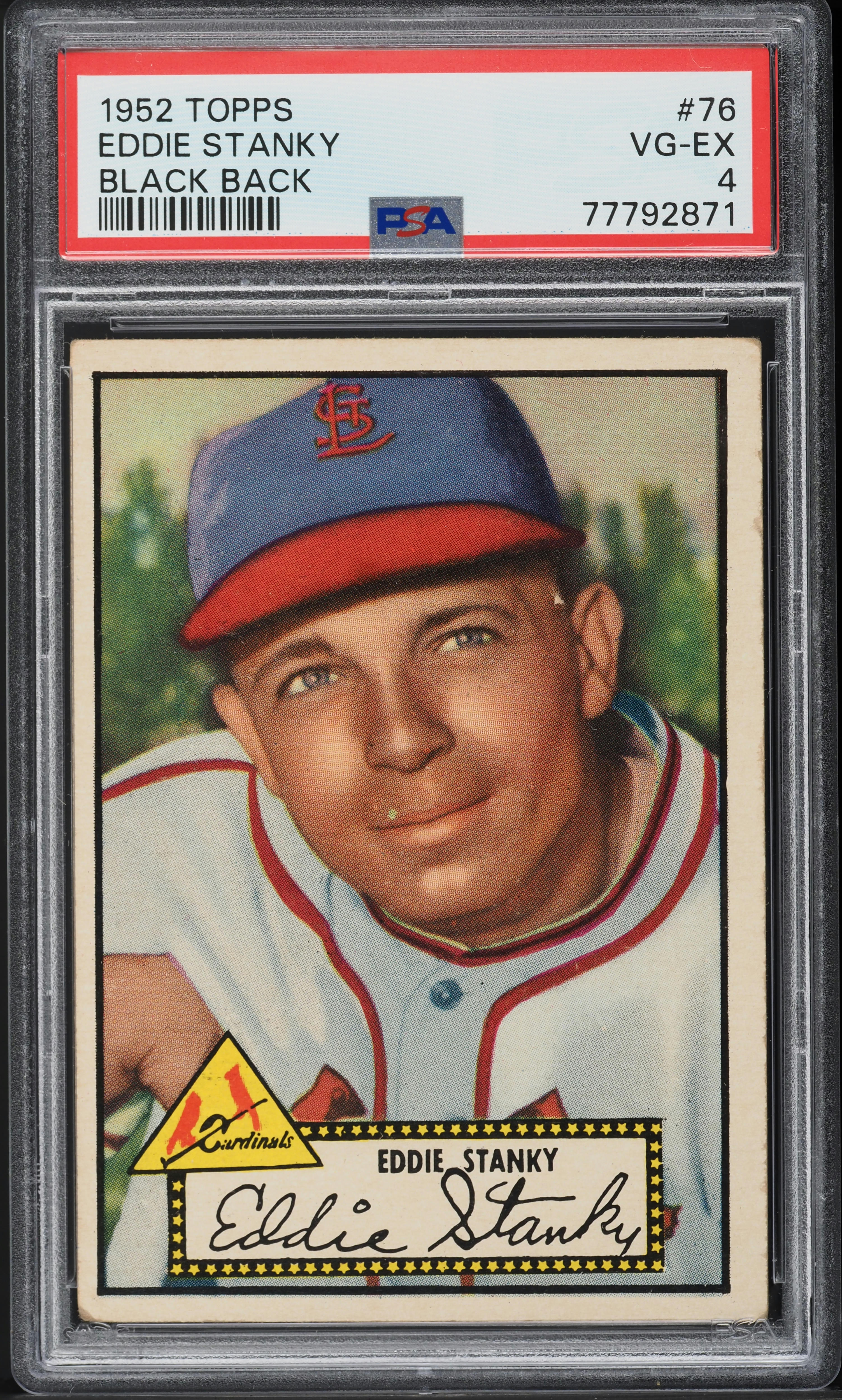 1952 Topps Eddie Stanky BLACK BACK #76 PSA 4 VGEX