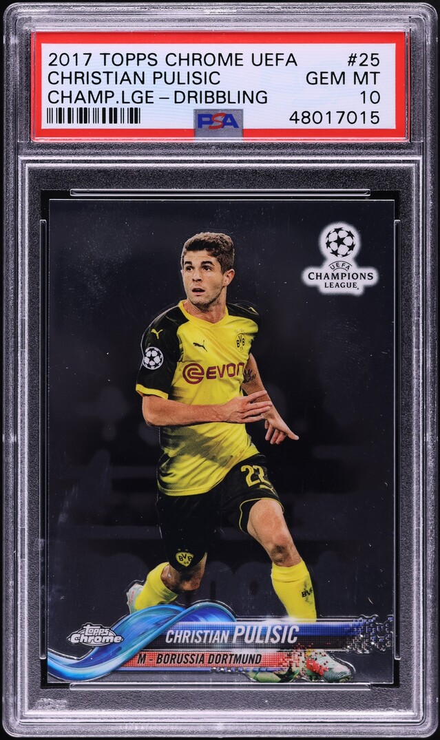 2017 Topps Chrome UEFA Champions League Christian Pulisic ROOKIE #25 PSA 10 GEM