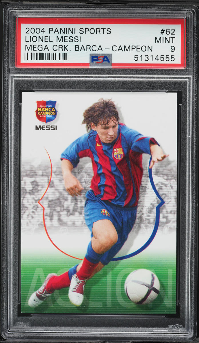 2004 Panini Sports Mega Cracks Barca Campeon Lionel Messi ROOKIE #62 PSA 9 MINT