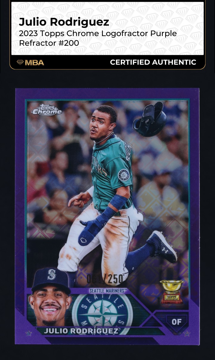 2023 Topps Chrome Logofractor Purple Refractor Julio Rodriguez /250 #200 MBA AUTH