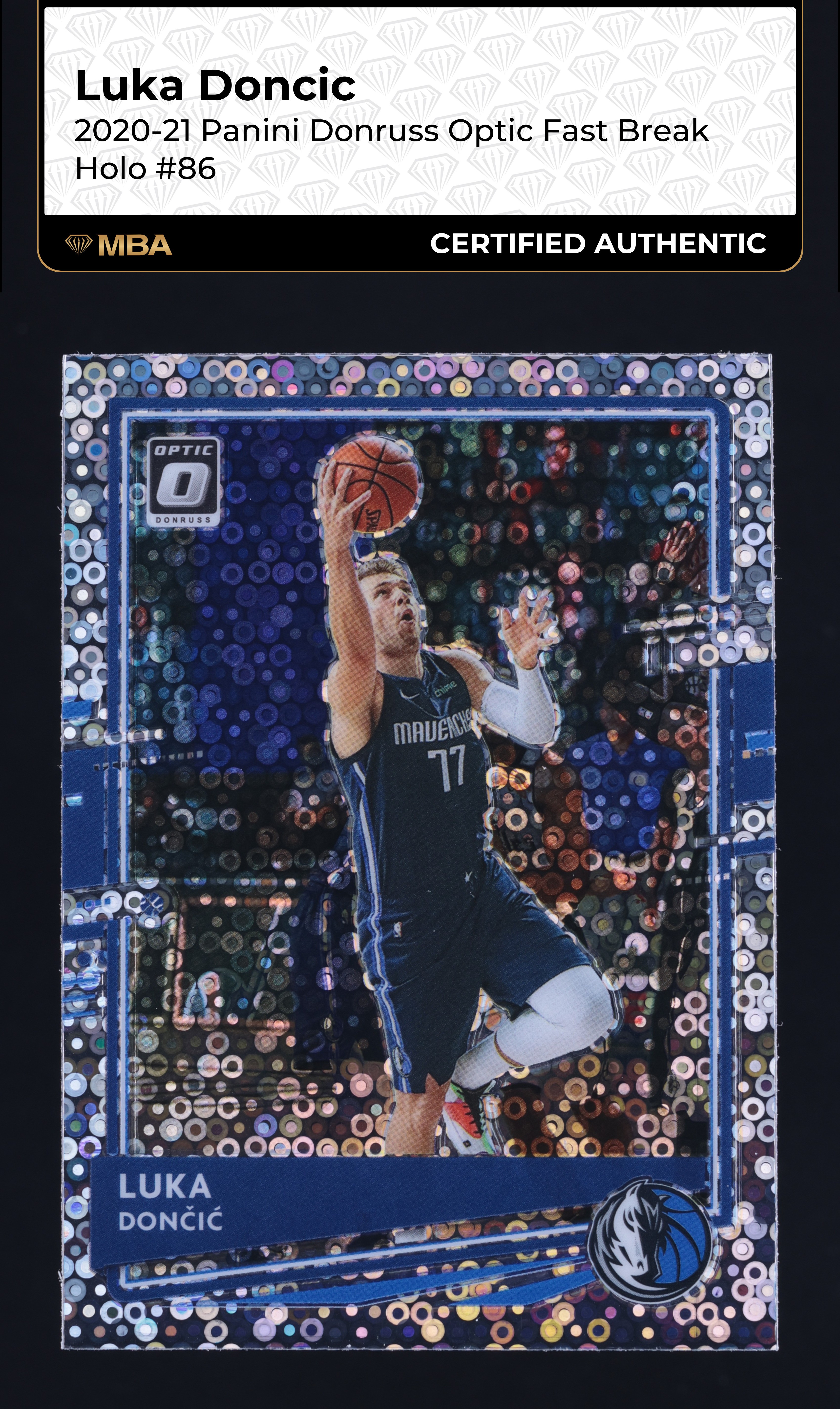 2020 Donruss Optic Fast Break Holo Luka Doncic #86 MBA AUTH