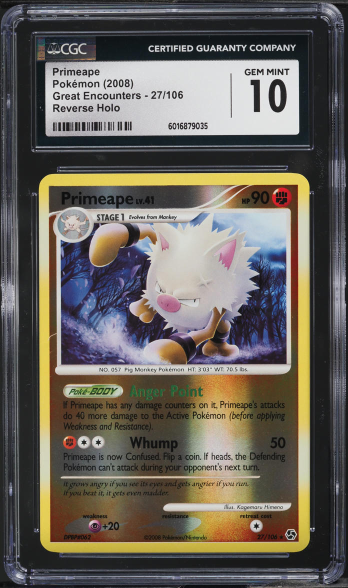 2008 Pokemon DP Great Encounters Reverse Holo Primeape #27 CGC 10 GEM MINT