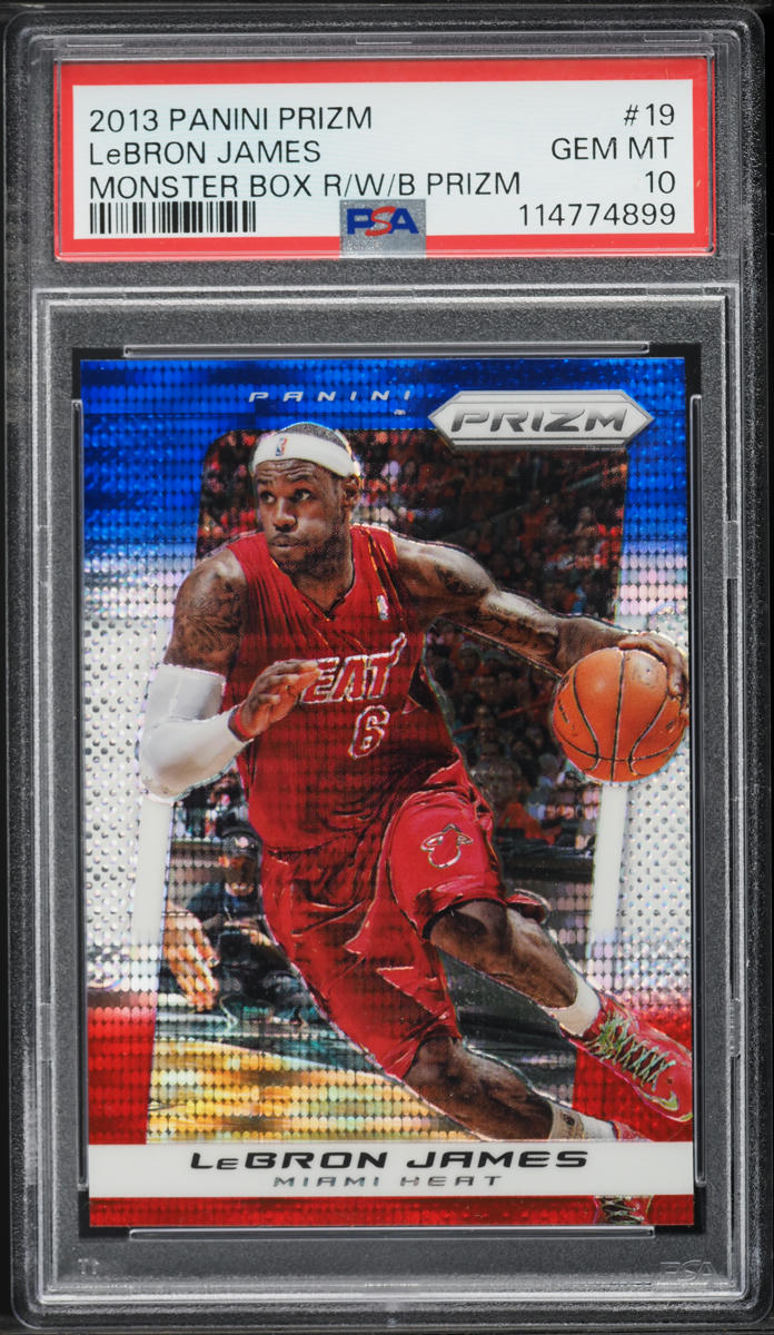 2013 Panini Prizm Monster Box Red White Blue LeBron James #19 PSA 10 GEM MINT