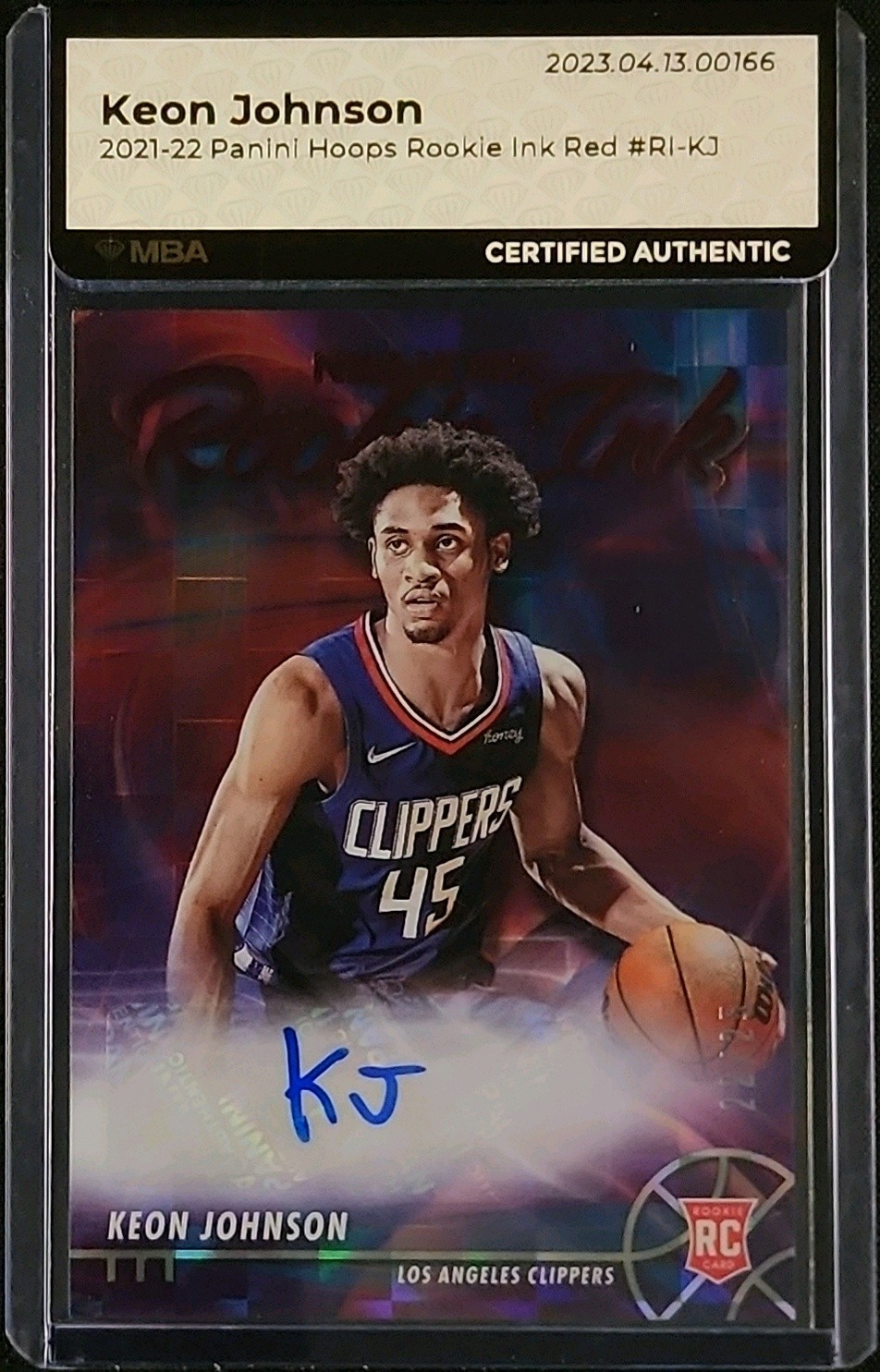 2021 Hoops Ink Red Keon Johnson ROOKIE AUTO /25 #RI-KJ MBA AUTH