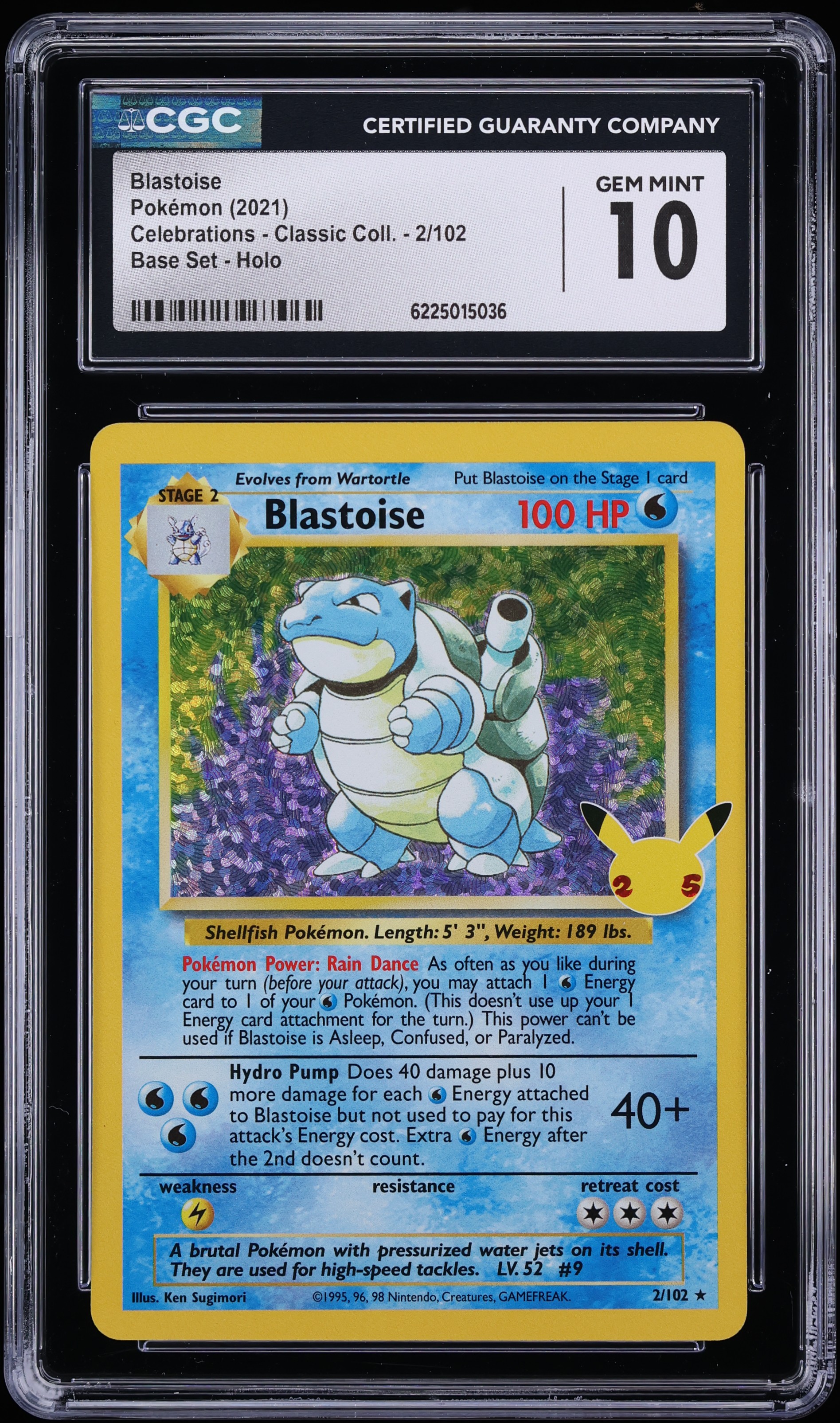 2021 Pokemon Sword & Shield Celebrations Classic Collection Holo Blastoise #2 CGC 10 GEM MINT