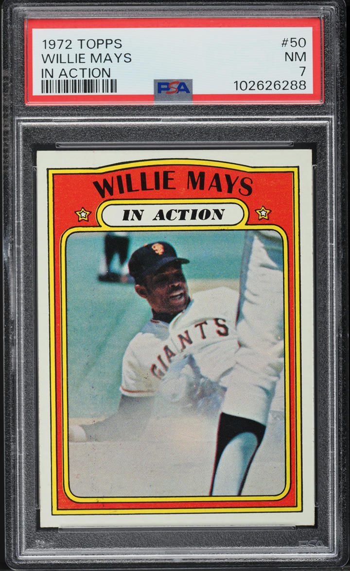 1972 Topps Willie Mays IN ACTION #50 PSA 7 NRMT