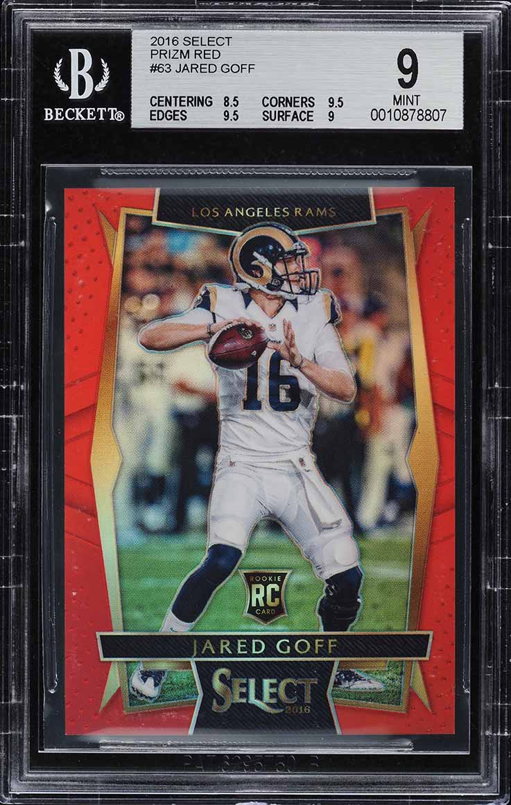2016 Select Concourse Red Prizm Jared Goff ROOKIE /99 #63 BGS 9 MINT