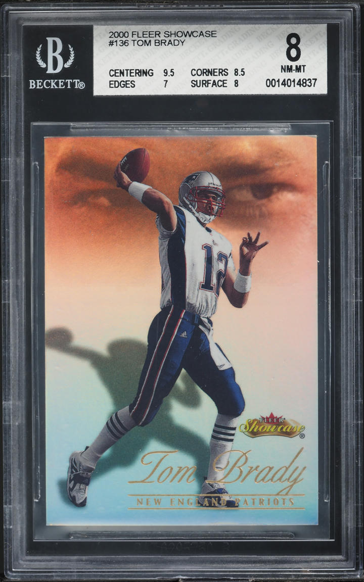 2000 Fleer Showcase Tom Brady ROOKIE /2000 #136 BGS 8 NM-MT