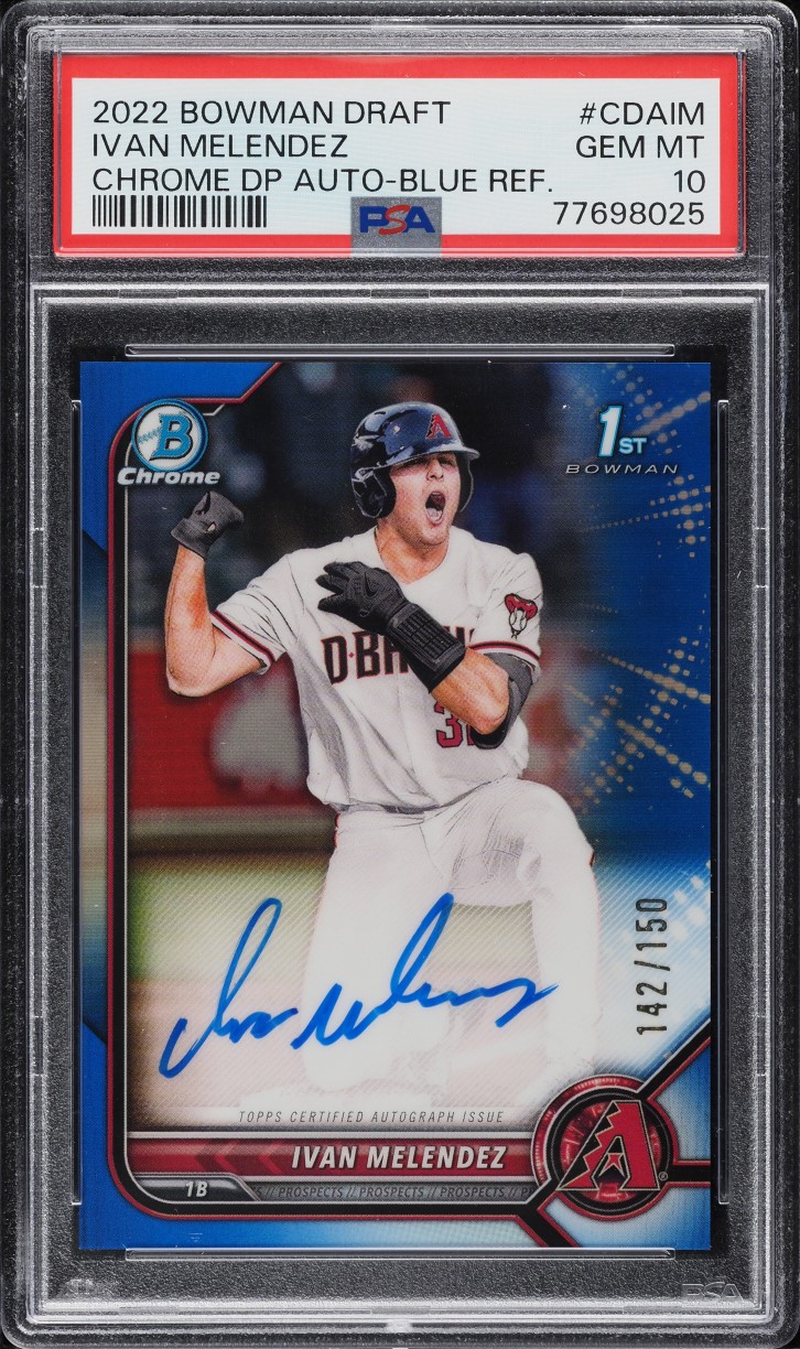 2022 Bowman Chrome Blue Refractor Ivan Melendez ROOKIE AUTO /150 #CDA-IM PSA 10