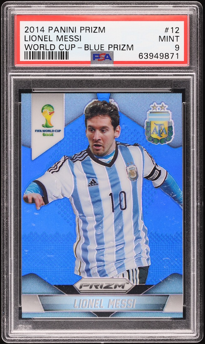 2014 Panini Prizm World Cup Blue Lionel Messi /199 #12 PSA 9 MINT