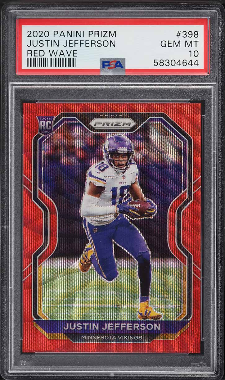 2020 Panini Prizm Red Wave Justin Jefferson ROOKIE /149 #398 PSA 10 GEM