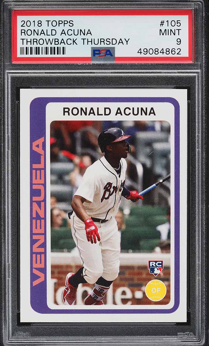 2018 Topps Throwback Thursday Ronald Acuna ROOKIE #105 PSA 9 MINT