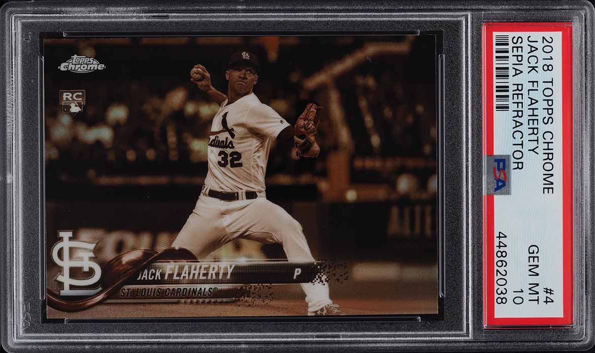 2018 Topps Chrome Sepia Refractor Jack Flaherty ROOKIE RC PSA 10 GEM MINT