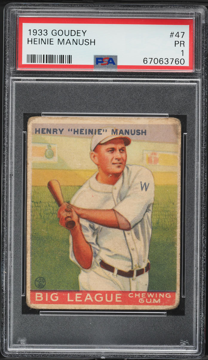 1933 Goudey Heinie Manush #47 PSA 1 PR
