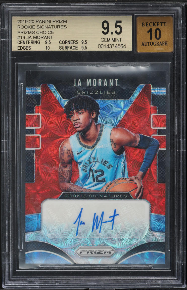 2019 Panini Prizm Signatures Choice Ja Morant ROOKIE AUTO #19 BGS 9.5 GEM MINT
