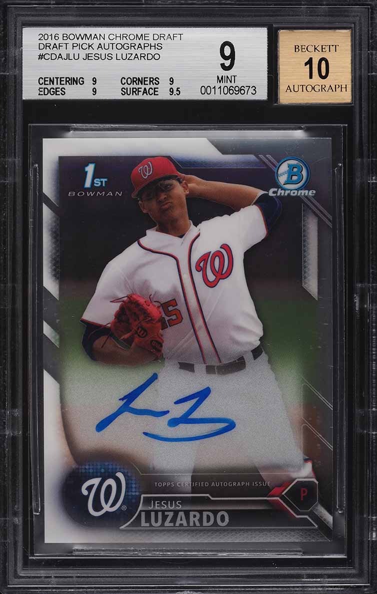 2016 Bowman Chrome Draft Pick Jesus Luzardo ROOKIE AUTO #CDA-JLU BGS 9 MINT