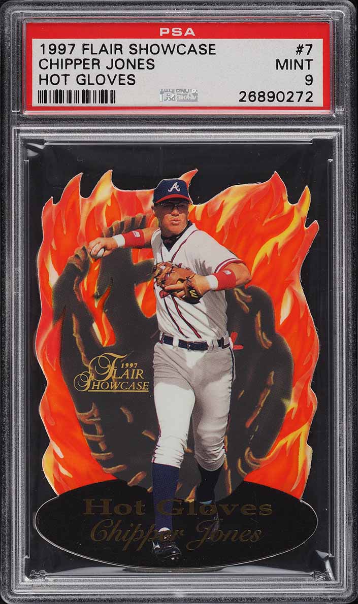 1997 Flair Showcase Hot Gloves Die-Cut Chipper Jones #7 PSA 9 MINT