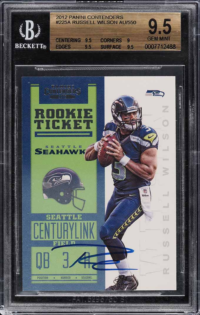 2012 Panini Contenders Russell Wilson ROOKIE AUTO #225A BGS 9.5 GEM MINT