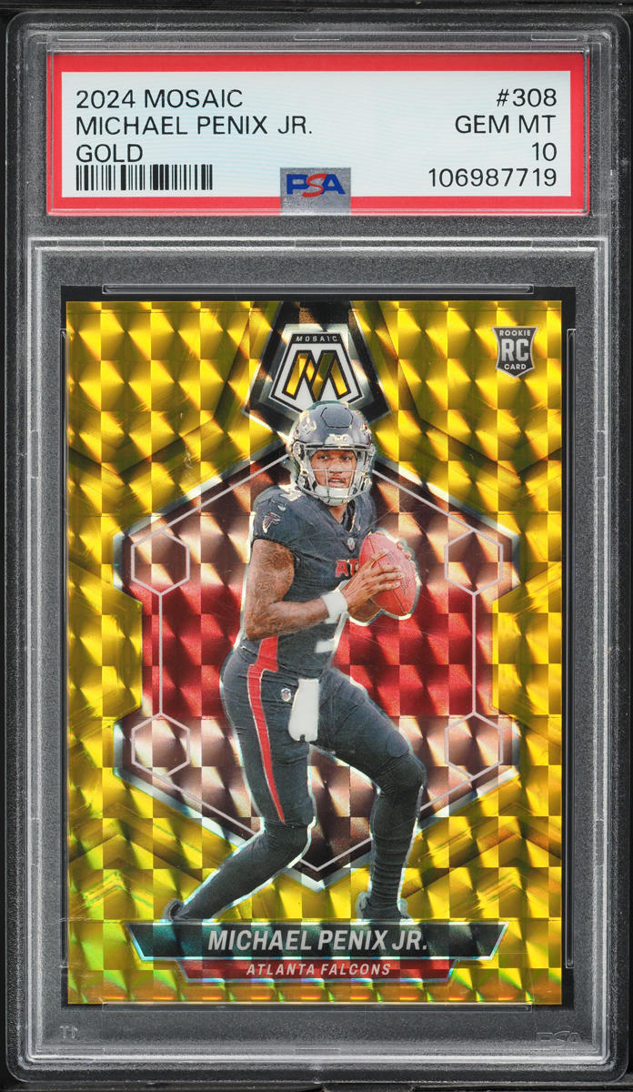 2024 Panini Mosaic Gold Michael Penix Jr. ROOKIE /10 #308 PSA 10 GEM MINT