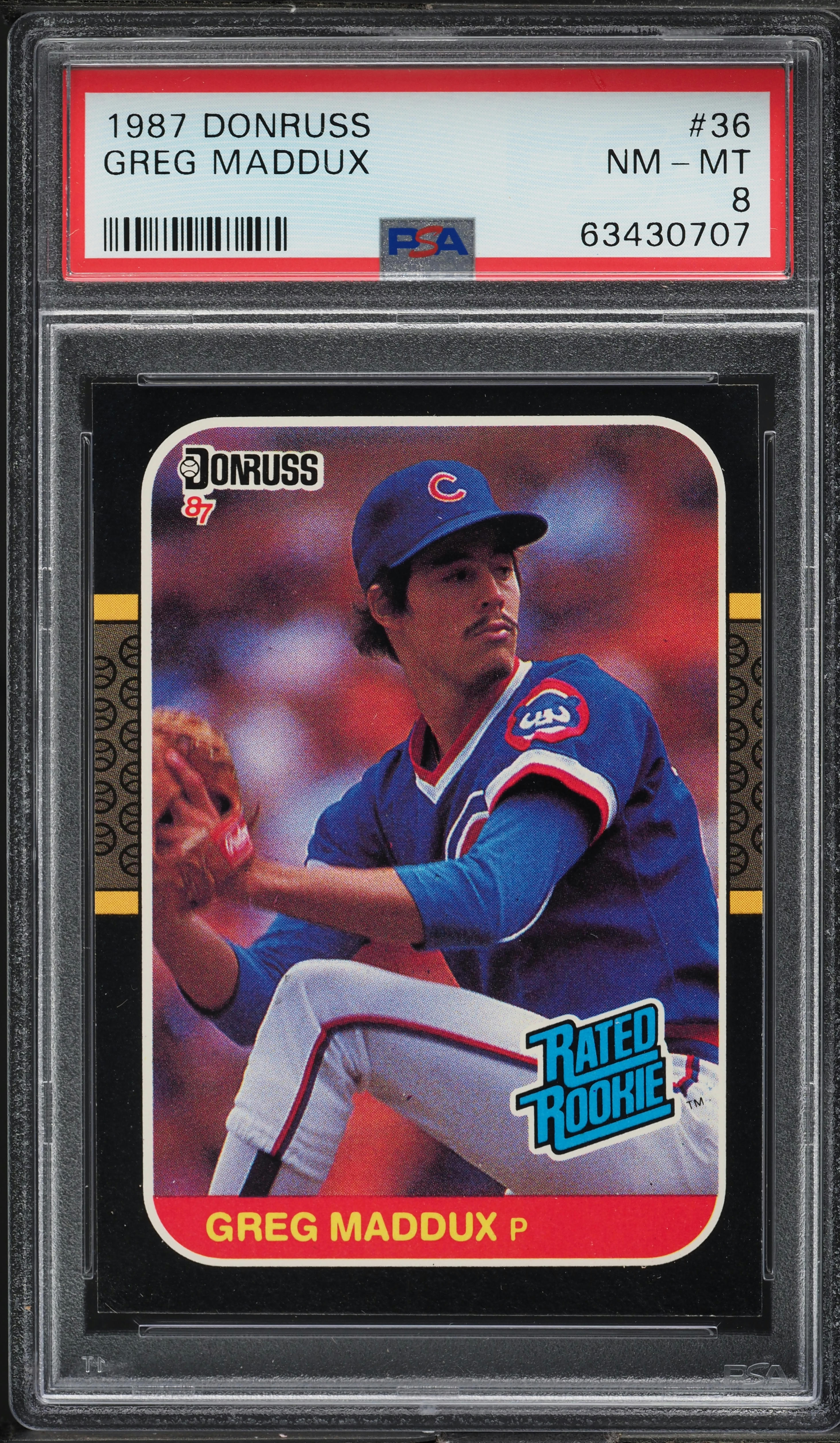 1987 Leaf Greg Maddux ROOKIE #36 PSA 8 NM-MT