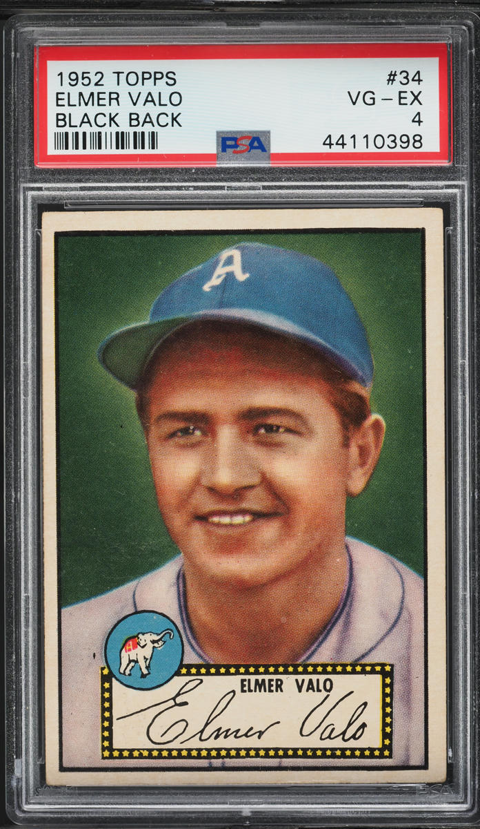 1952 Topps Elmer Valo BLACK BACK #34 PSA 4 VGEX