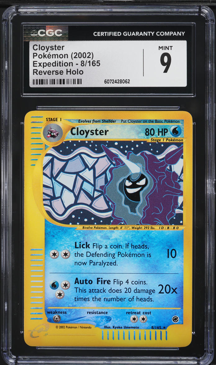 2002 Pokemon Expedition Reverse Holo Cloyster #8 CGC 9 MINT