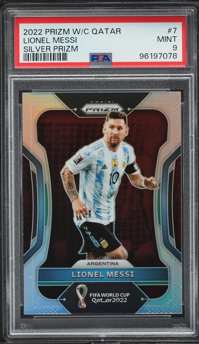2022 Panini Prizm FIFA World Cup Qatar Silver Lionel Messi #7 PSA 9 MINT