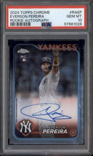 2024 Topps Chrome Rookie Autographs #RAEP Everson Pereira RC Auto PSA 10