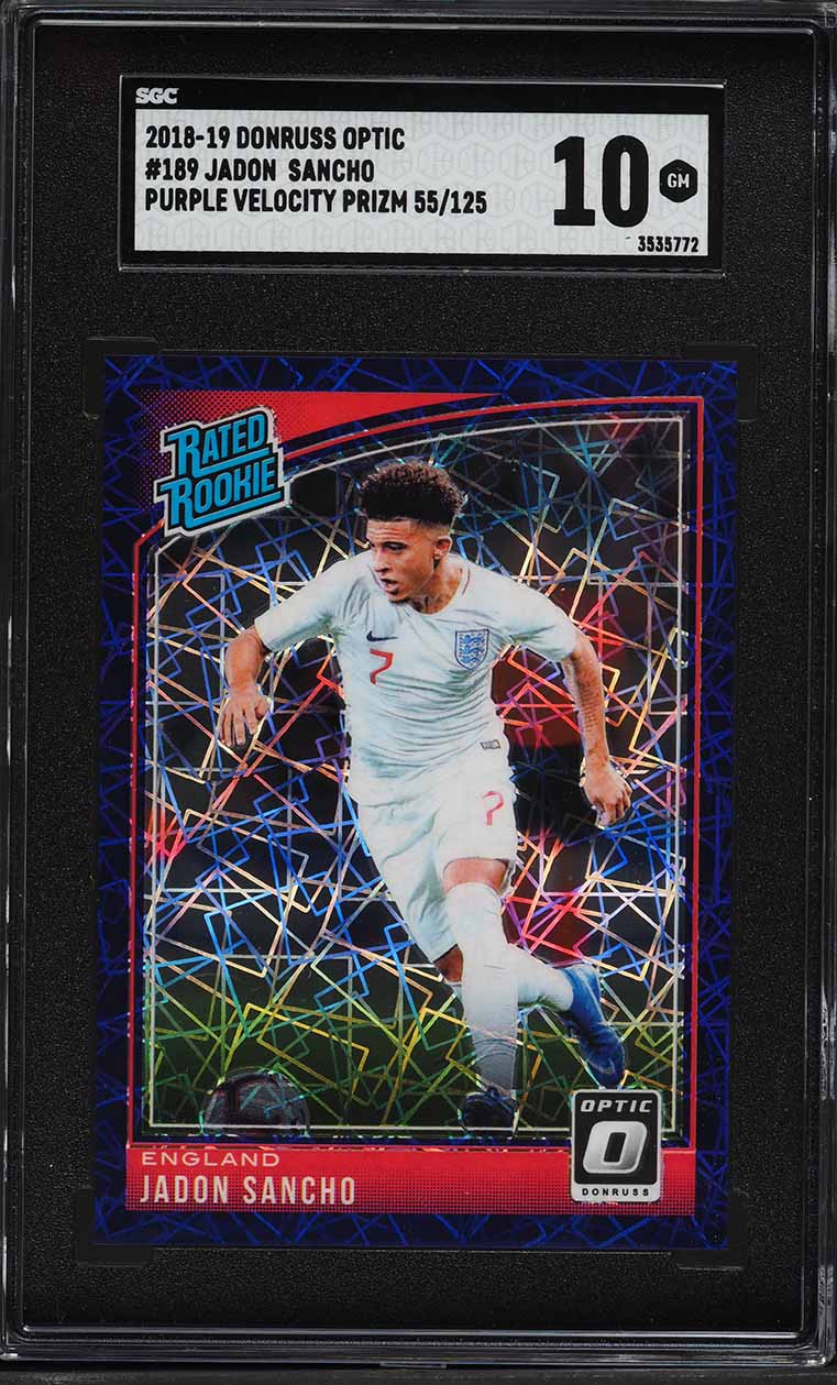 2018 Donruss Optic Purple Velocity Jadon Sancho ROOKIE /125 #189 SGC 10 GEM MINT