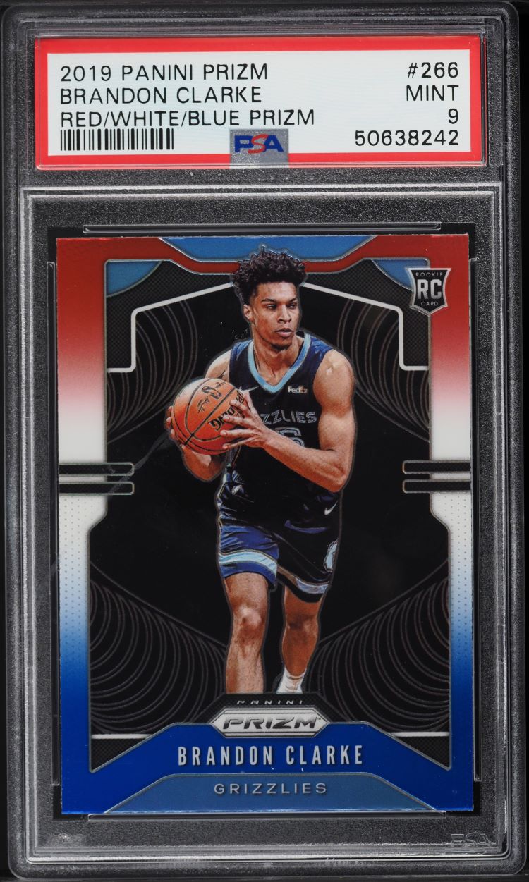 2019 Panini Prizm Red White Blue Prizms Brandon Clarke ROOKIE #266 PSA 9 MINT