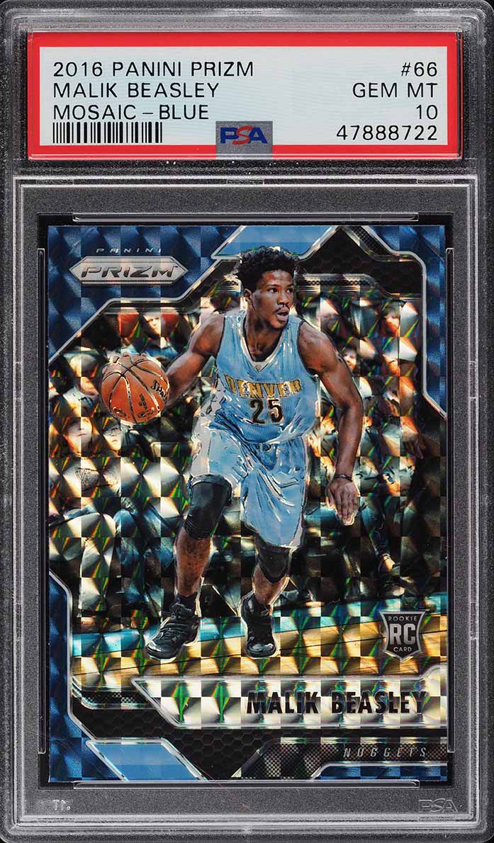 2016 Panini Prizm Mosaic Blue Malik Beasley ROOKIE #66 PSA 10 GEM MINT