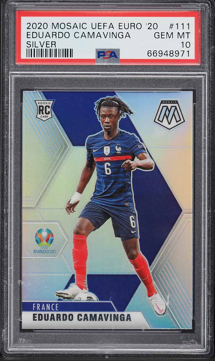 2020 Panini Mosaic UEFA Euro '20 Silver Eduardo Camavinga ROOKIE #111 PSA 10 GEM