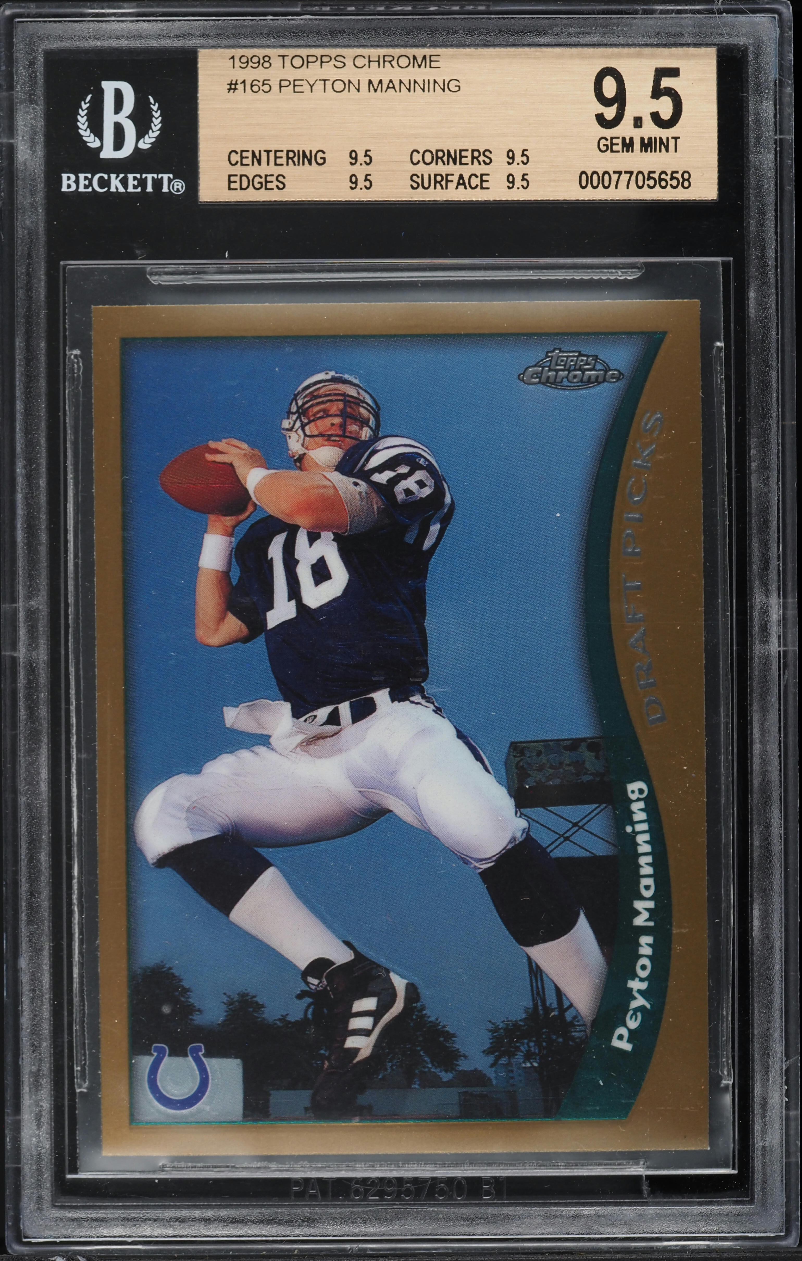 1998 Topps Chrome Football Peyton Manning ROOKIE #165 BGS 9.5 GEM MINT