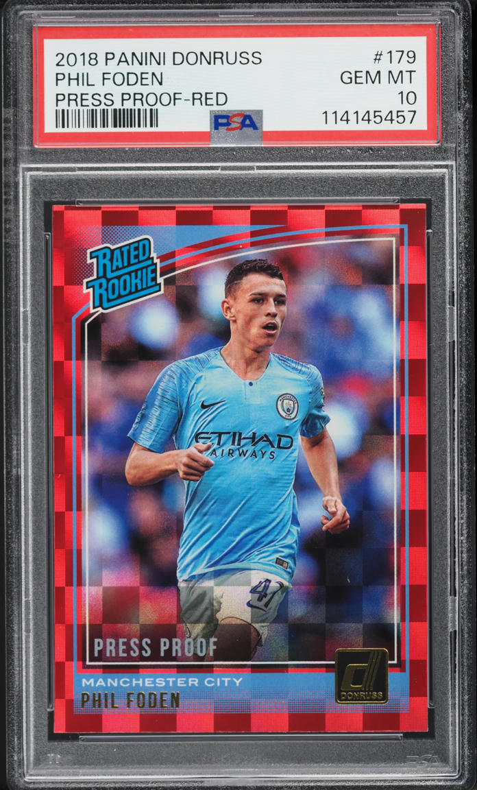 2018 Donruss Press Proof Red Phil Foden ROOKIE #179 PSA 10 GEM MINT