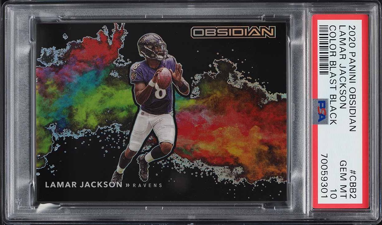 2020 Panini Obsidian Color Blast Black Lamar Jackson #CBB2 PSA 10 GEM MINT