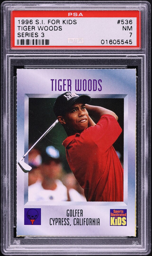 1996 Sports Illustrated For Kids Tiger Woods ROOKIE #536 PSA 7 NRMT